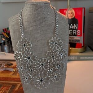 Joan Rivers Classics Collection Signed Silver Floral Statement Necklace